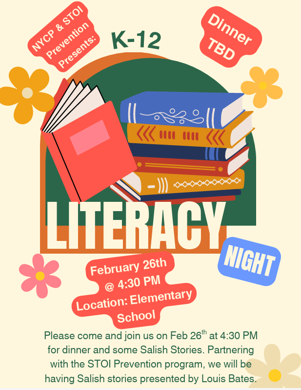 Flyer for Literacy night on February 26th